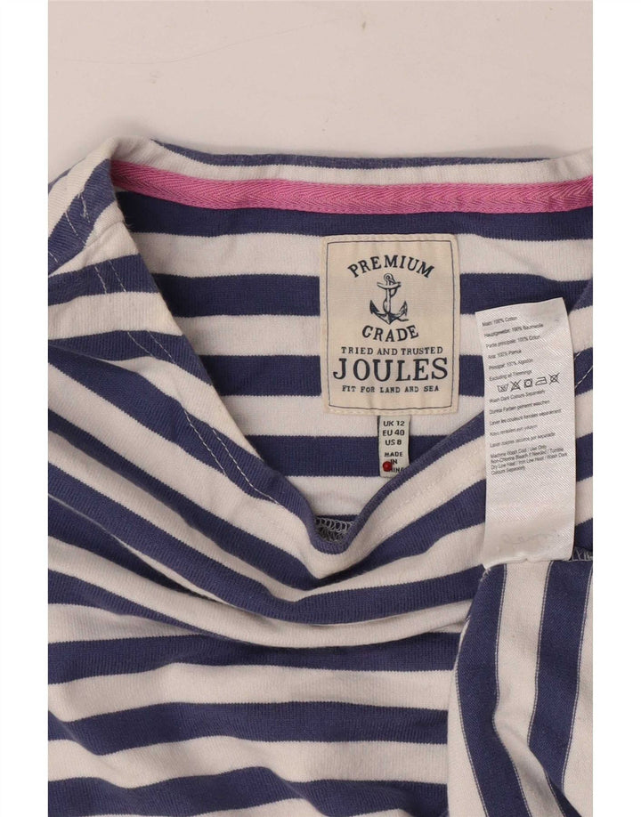 Joules Womens Regular Top Manches 3/4 UK 12 Bleu Moyen Rayé Coton