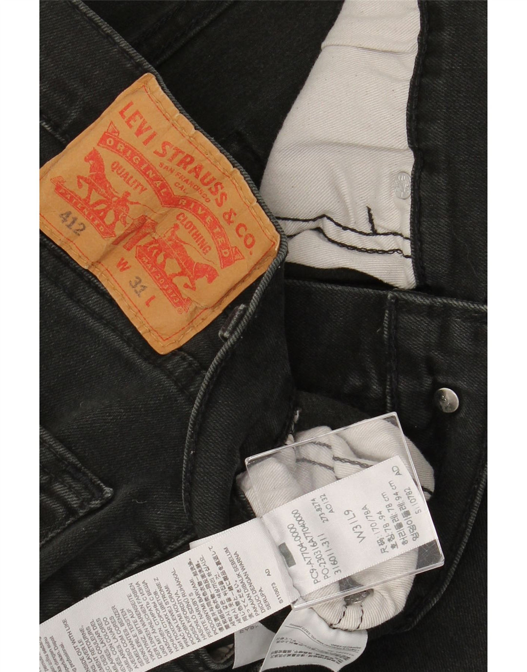 LEVI'S Short en Jean 412 W31 Homme Noir Moyen Coton