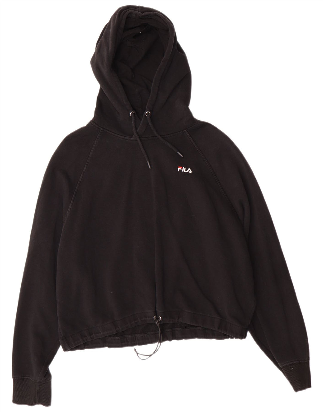 FILA Pull à capuche court surdimensionné pour femme UK 16 Large Noir Coton