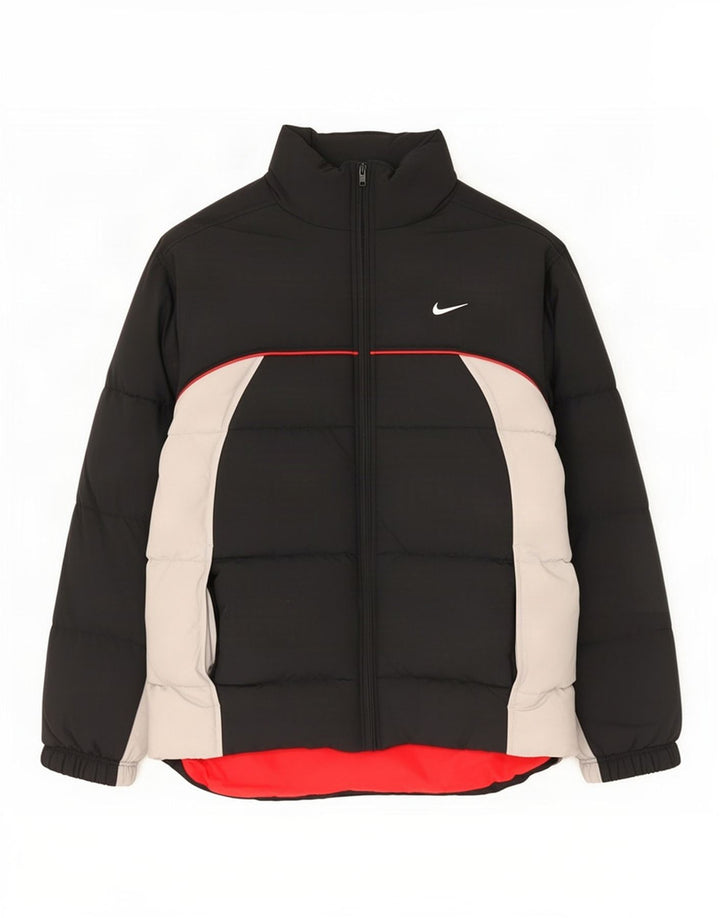 Nike Veste matelassée graphique pour homme UK 36/38 Petit nylon color block noir