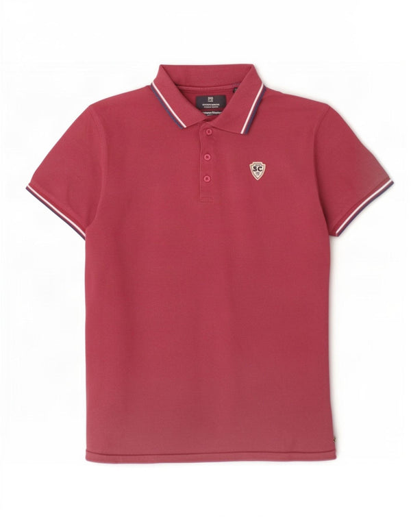 Scotch & Soda Polo Homme Large Rouge Rayé Coton