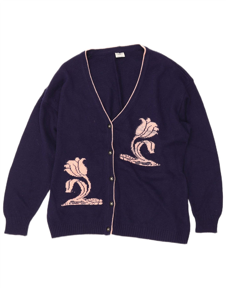 PIMET MAGLIERA Cardigan graphique pour femme UK 18 XL Bleu marine Floral