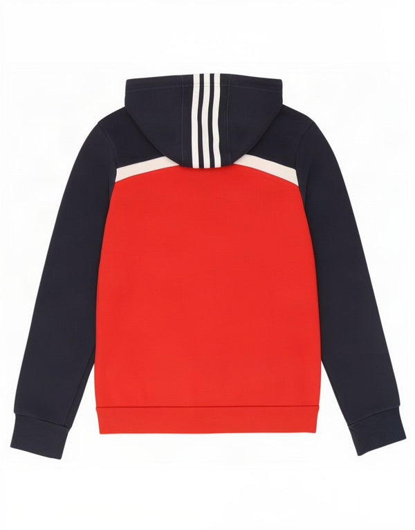 Adidas Pull à capuche zippé pour garçon 11-12 ans Rouge Colourblock Coton
