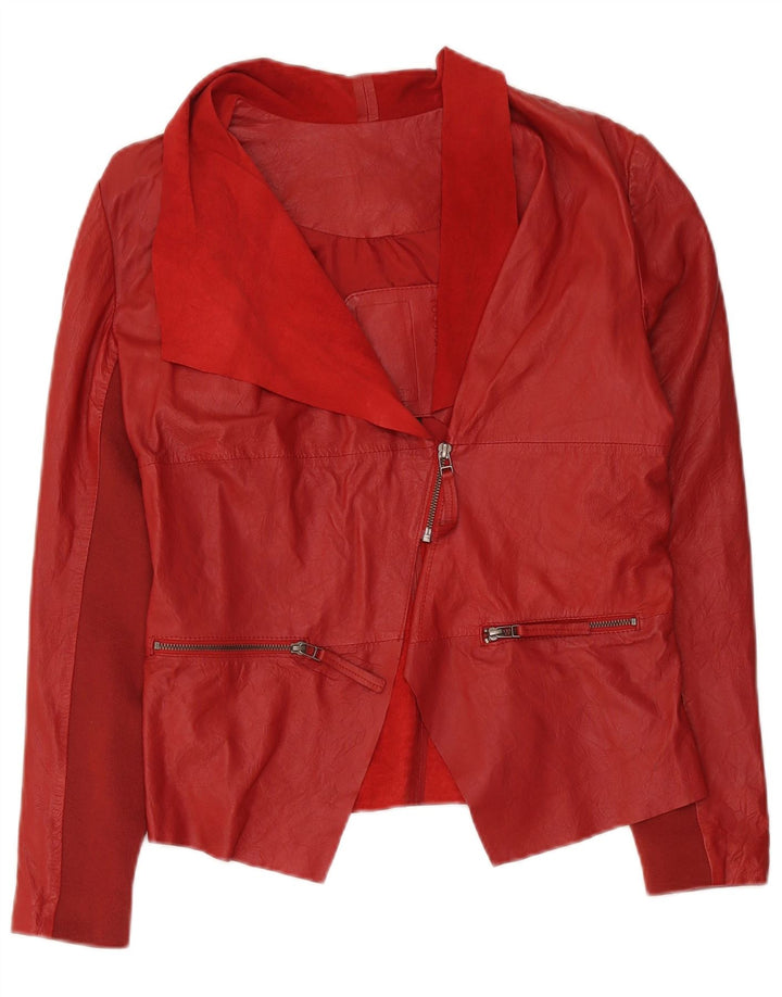 Cigno Nero Veste Blazer En Cuir Femme IT 42 Rouge Moyen