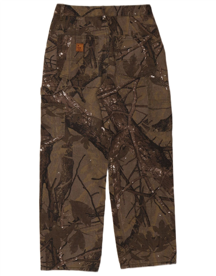 VINTAGE Pantalon Cargo Droit Homme Moyen W30 L27 Marron Floral