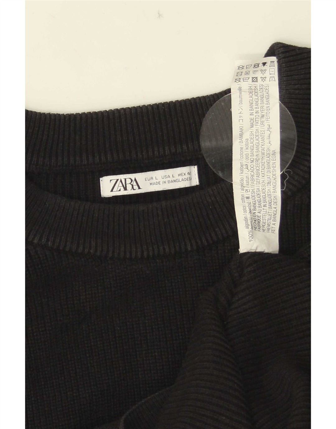 Zara Pull col bateau pour homme en coton noir Large