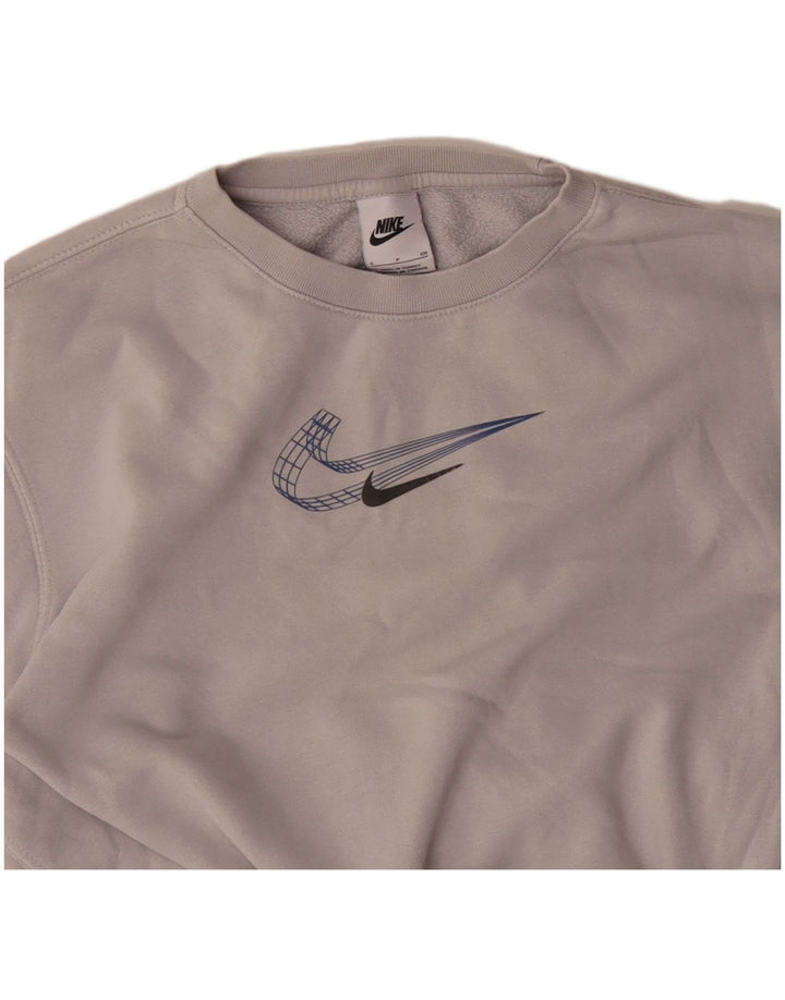 NIKE Sweat-shirt pour femme UK 8 Small Gris Coton