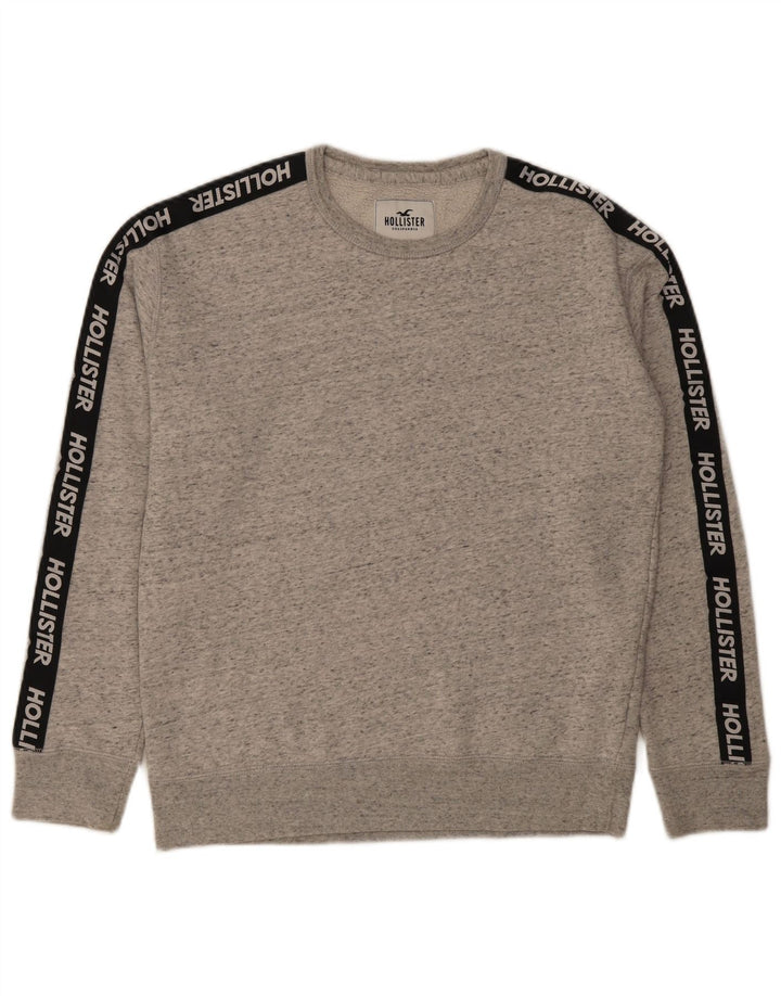 HOLLISTER Mens Graphic Sweatshirt Jumper Medium Grey Flecked Cotton