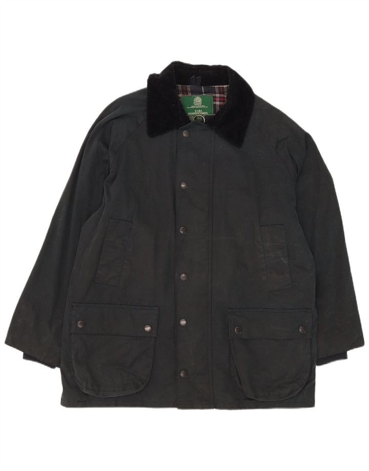 Zara Veste en coton ciré pour homme UK 38 Coton bleu marine moyen