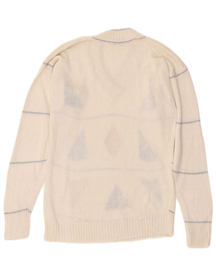 Mc. Dowell Pull Col V Femme IT 46 Large Viscose Géométrique Blanc
