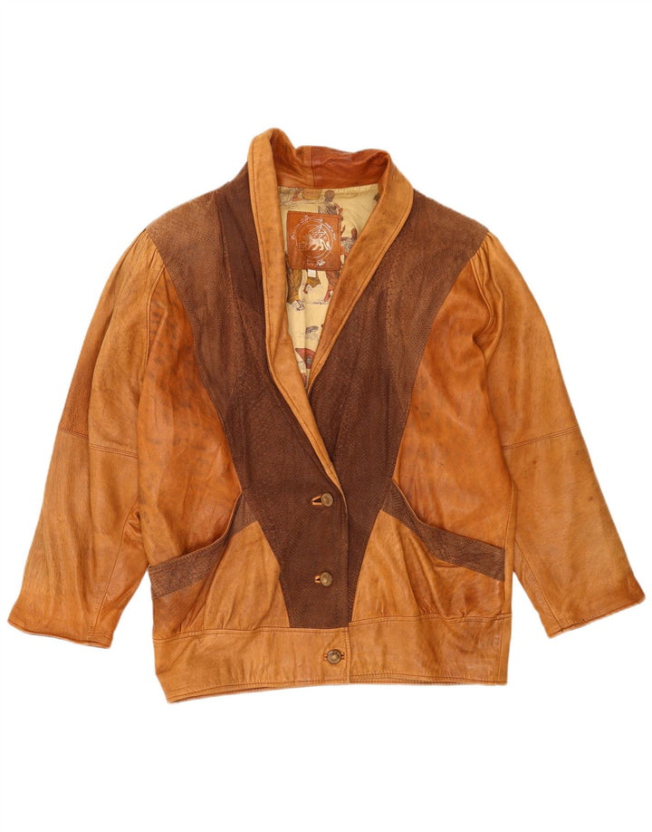 veste surdimensionnée femme vintage UK 16 Grand imprimé animal brun