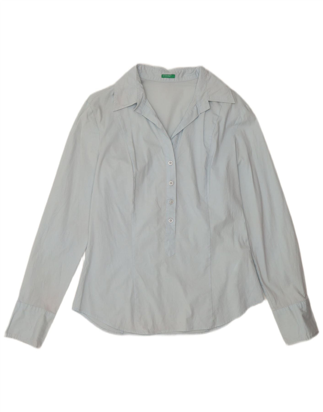 Benetton Chemise Pull Femme UK 14 Large Bleu Coton