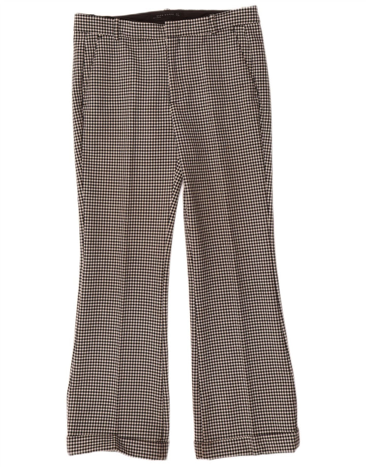 Pantalon Chino Bootcut Femme Zara Moyen W28 L29 Polyester Vichy Noir