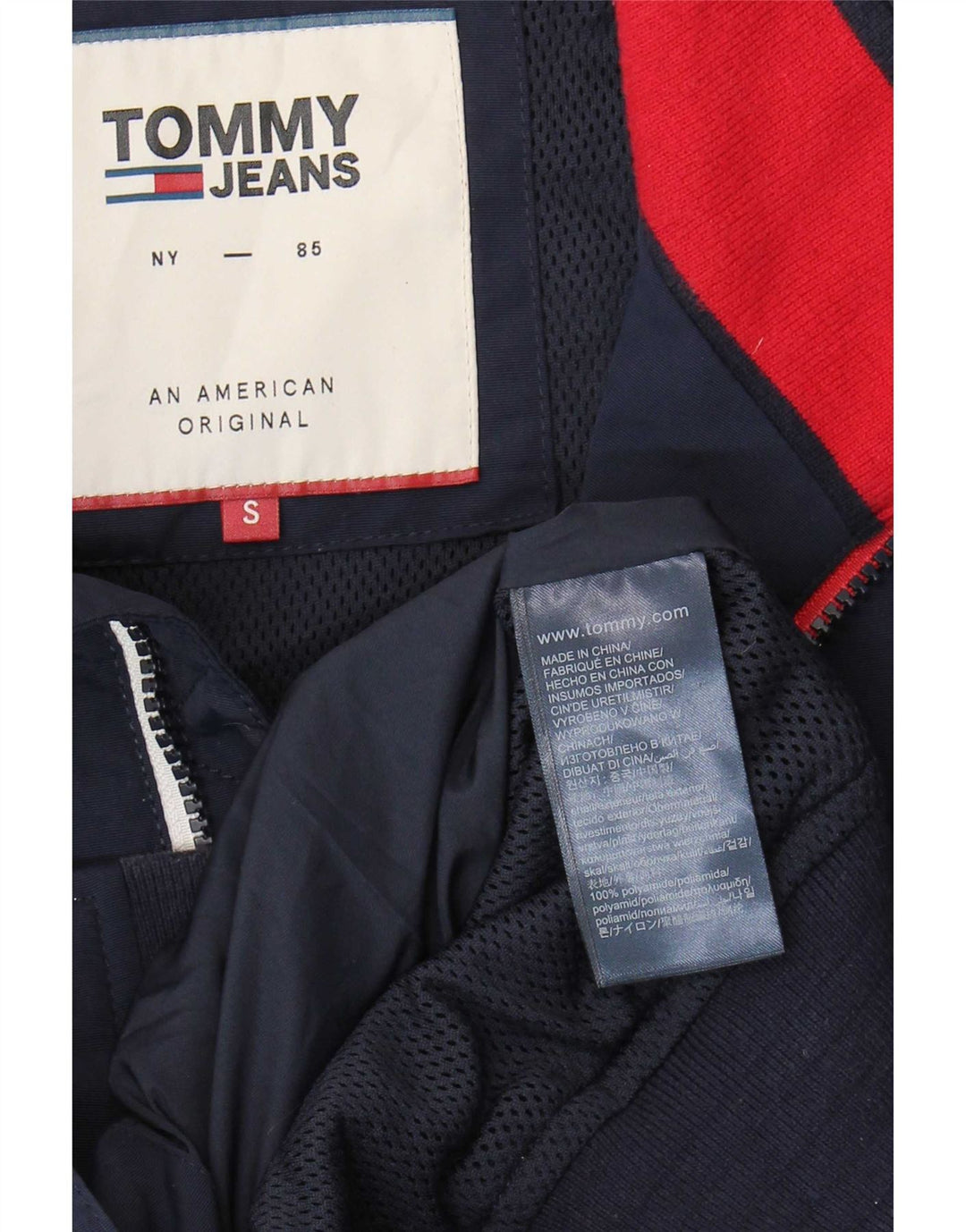 Tommy Hilfiger Veste Bomber Homme UK 36 Petit Bleu Marine Polyamide