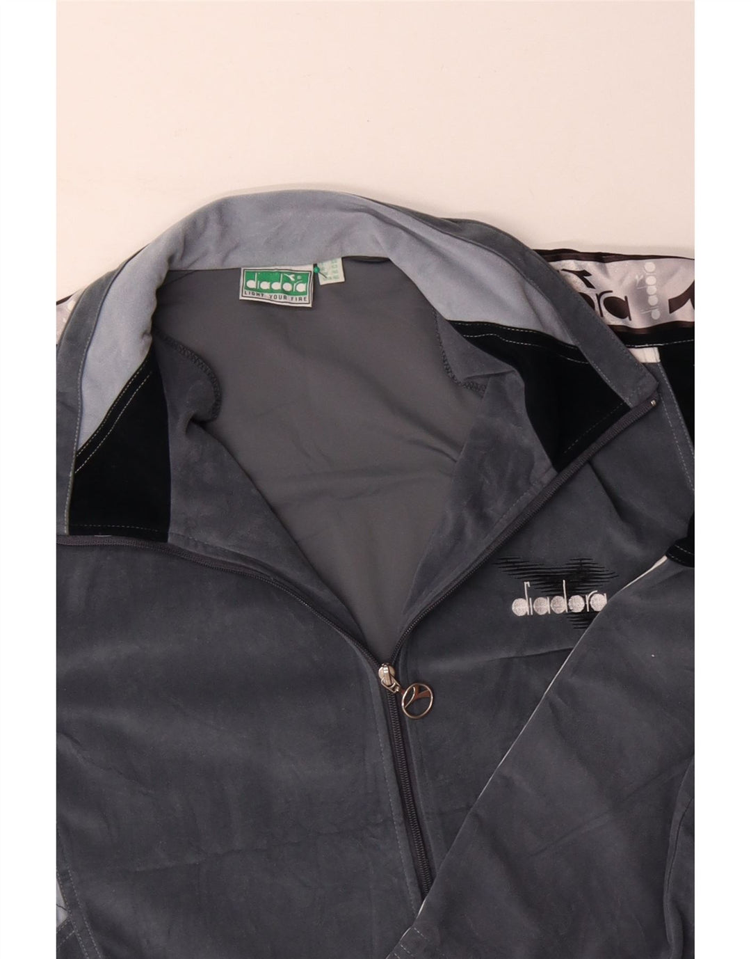 DIADORA Veste de survêtement en velours graphique pour homme UK 46 XL Gris Colorblock