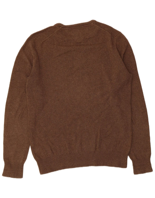 Tommy Hilfiger Pull à col rond pour homme Petit coton marron