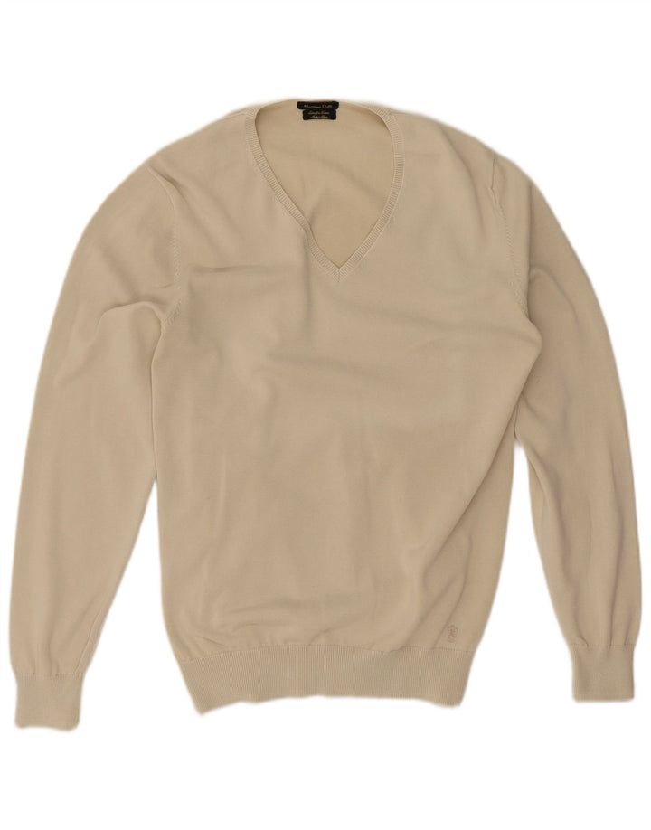 Massimo Dutti Pull Col V Homme Beige Moyen Coton
