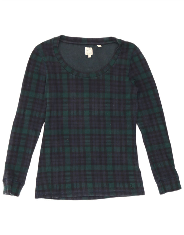 Jack Wills Haut à manches longues pour femme en coton à carreaux vert moyen UK 42