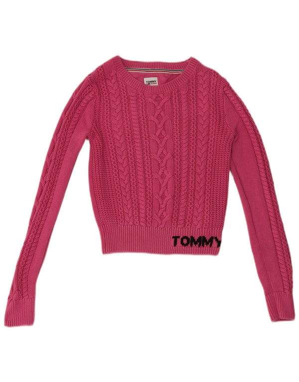 Tommy Hilfiger Pull court à col bateau pour femme UK 10 Petit Rose