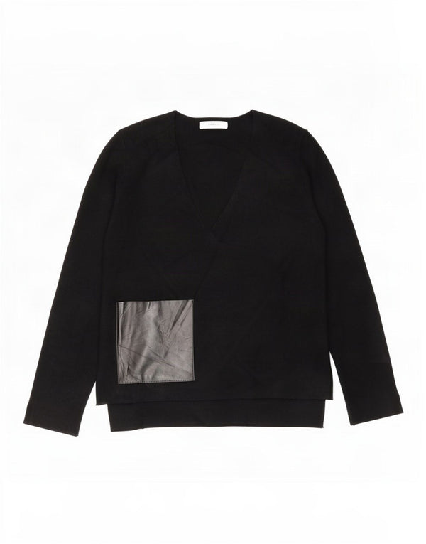 Zara Pull col V pour femme UK 16 Large Noir