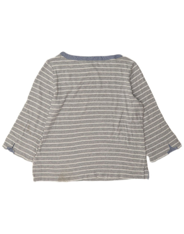 Nautica Haut Femme Manches 3/4 UK 18 XL Coton Rayé Gris