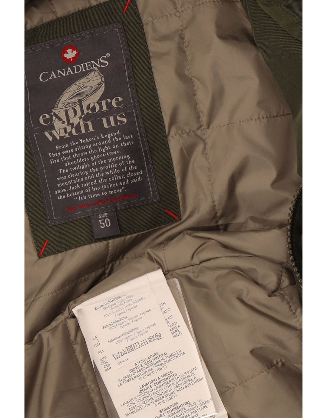 Canadiens Veste utilitaire pour hommes EU 50 Grand coton vert