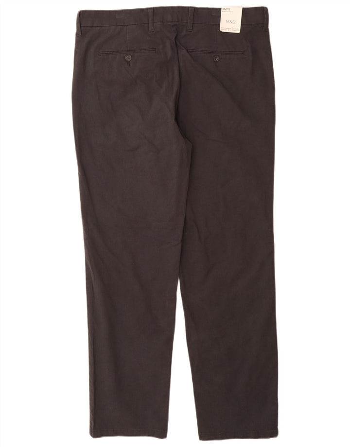 Marks & Spencer Pantalon Chino Coupe Regular Homme W36 L31 Gris Coton