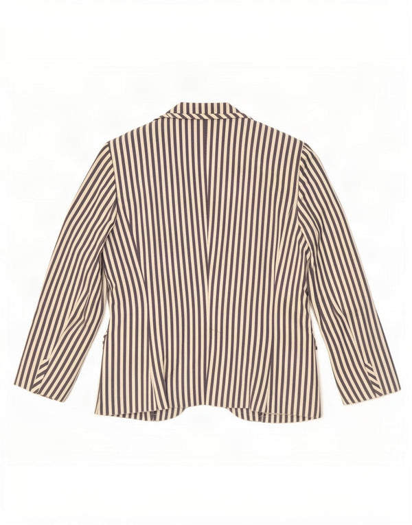 Zara Veste Blazer 2 Boutons Femme UK 18 XL Bleu Marine Rayé