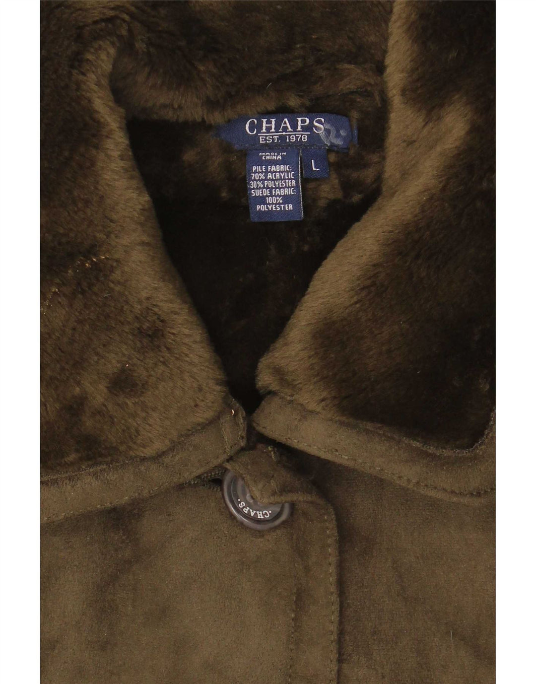 Chaps Veste Sherpa Femme UK 14 Large Kaki Acrylique