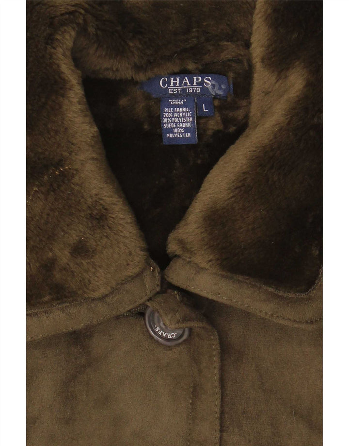 Chaps Veste Sherpa Femme UK 14 Large Kaki Acrylique