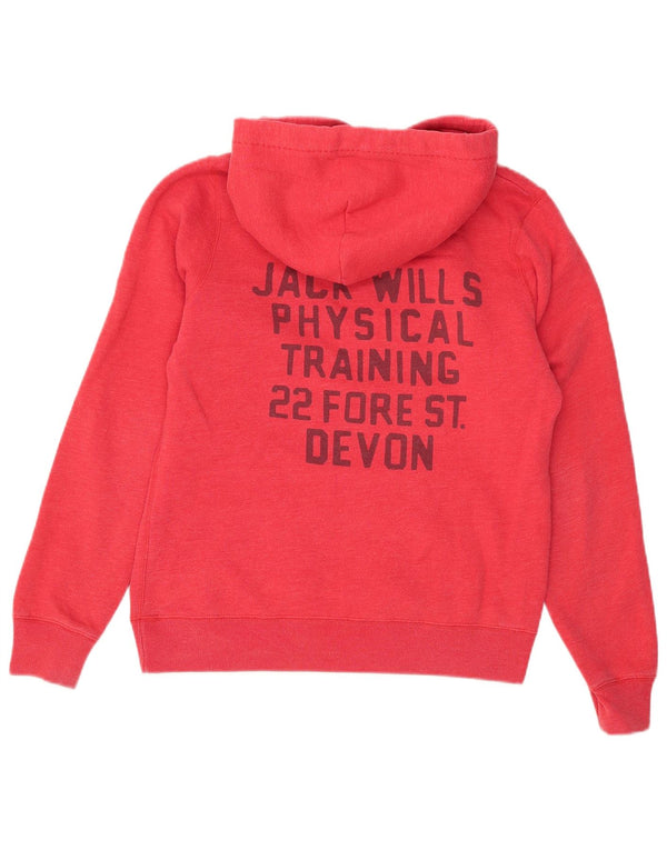 Jack Wills Pull à capuche graphique pour femme UK 12 Rouge moyen Coton