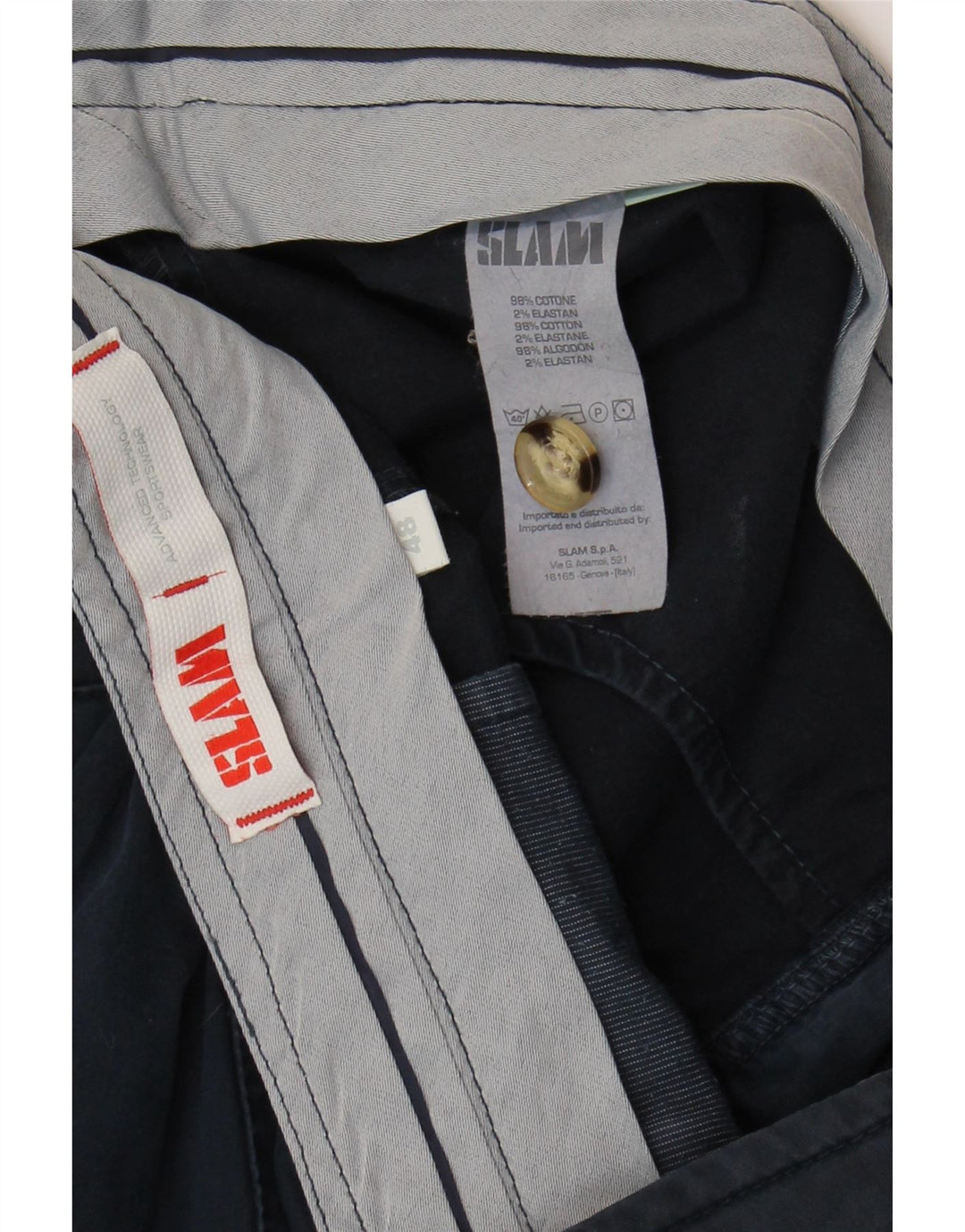 Slam Short Chino Homme IT 48 Medium W38 Bleu Marine Coton