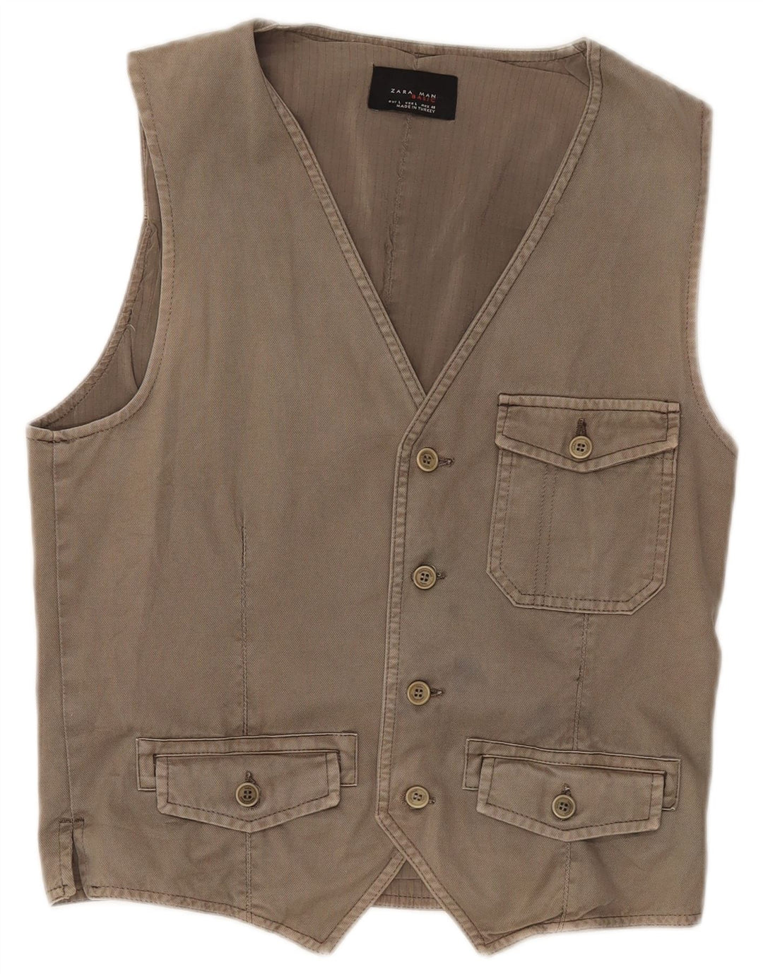 ZARA Homme Gilet Large Gris Coton