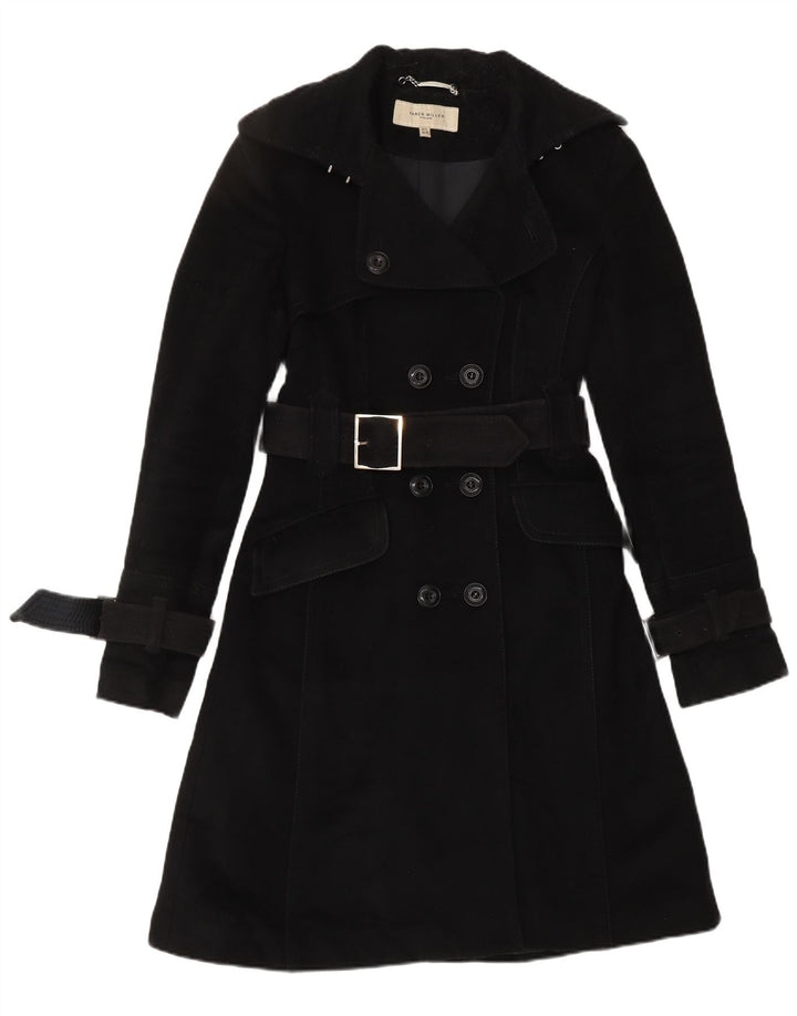 KAREN MILLEN Trench Femme UK 8 Petite Laine Noire