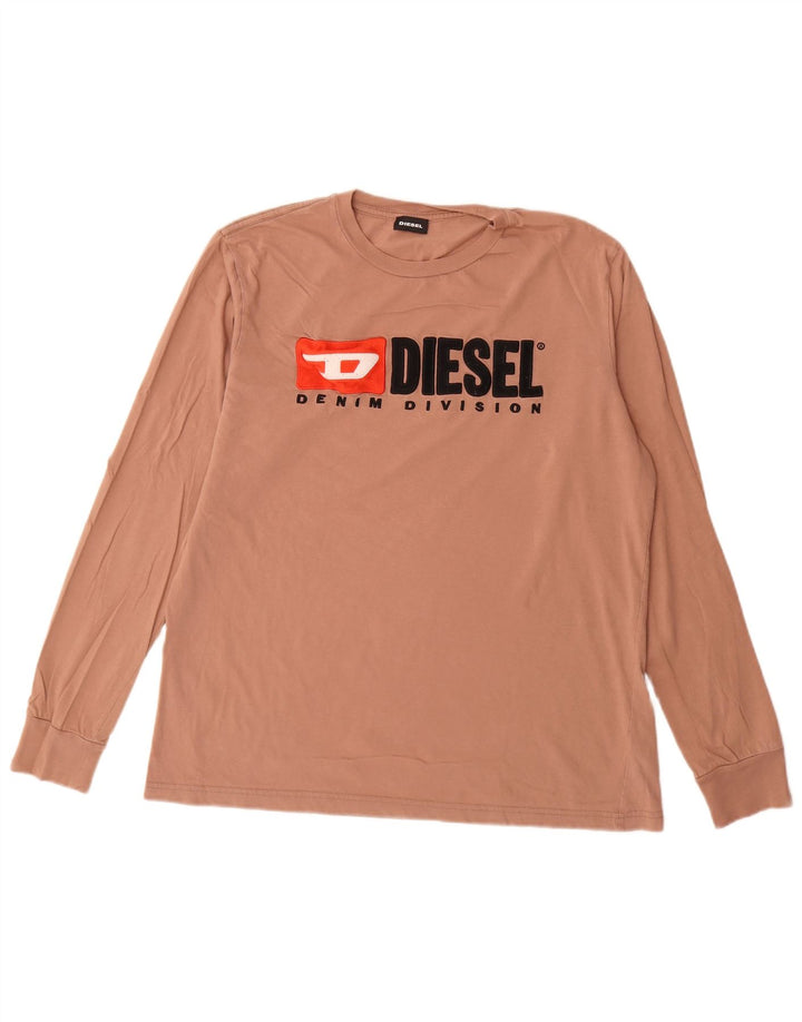 Diesel Haut graphique à manches longues pour hommes en coton marron moyen