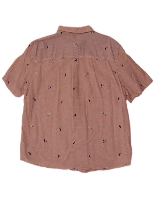 Fat Face Chemise à manches courtes pour homme Coupe régulière XL Rose Lin Oiseau