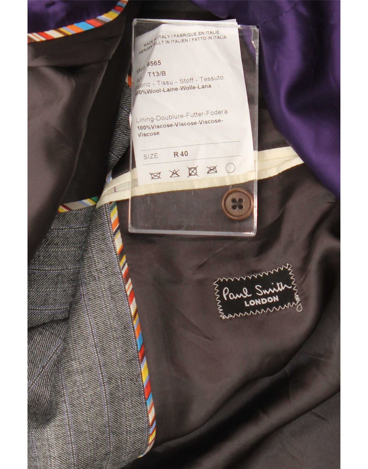 Paul Smith Veste blazer à 2 boutons pour homme UK 40 Grande laine à fines rayures grises