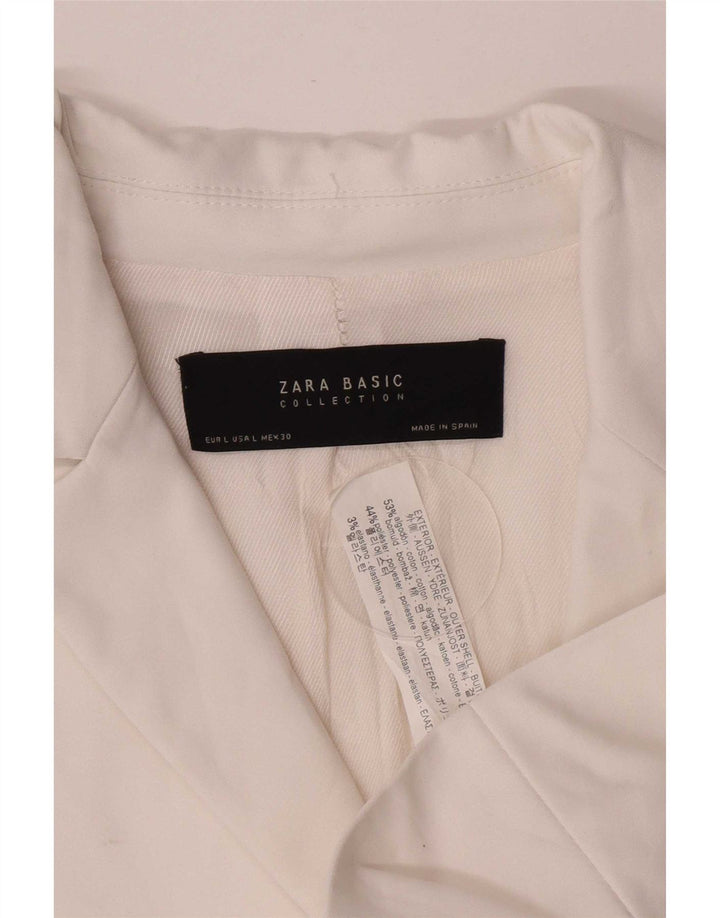 Zara Veste Blazer 1 Bouton Femme UK 14 Grand Coton Blanc