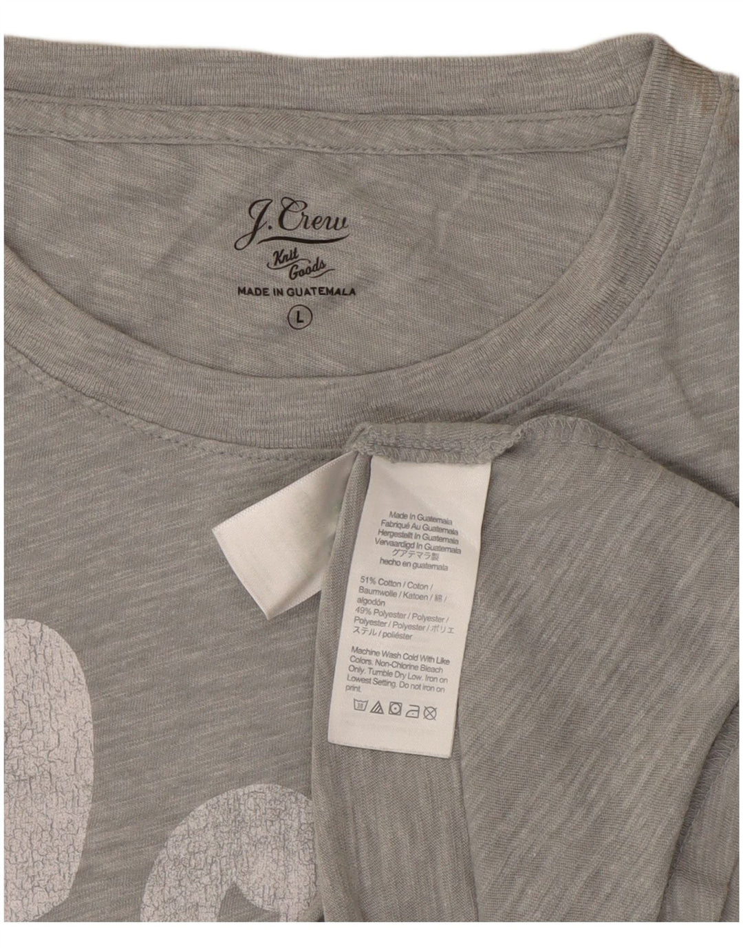 J. CREW T-Shirt Graphique Femme UK 16 Grand Coton Gris