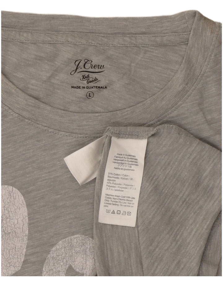 J. CREW T-Shirt Graphique Femme UK 16 Grand Coton Gris