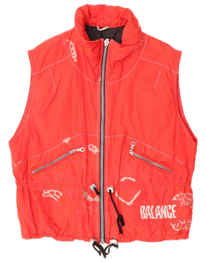 VINTAGE Mens Graphic Gilet UK 40 Grand Rouge Polyamide
