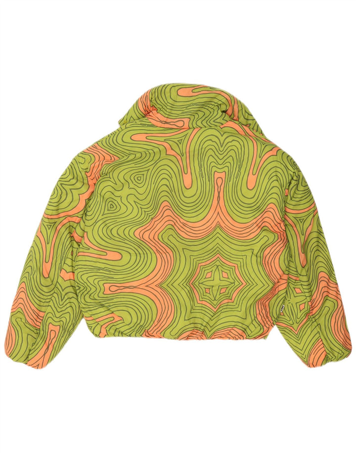 Obey Veste matelassée surdimensionnée pour femme UK 10 Petit vert géométrique en polyester