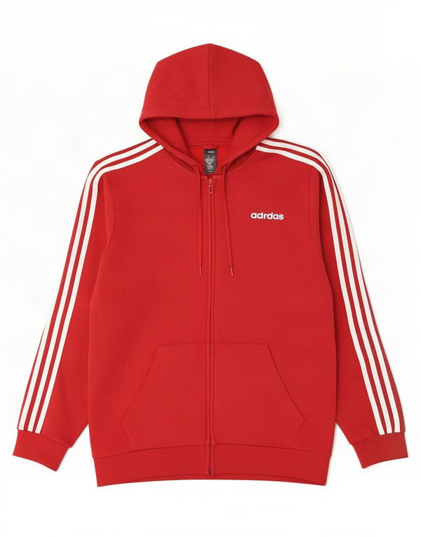 Adidas Mens Zip Hoodie Sweater Medium Red Cotton