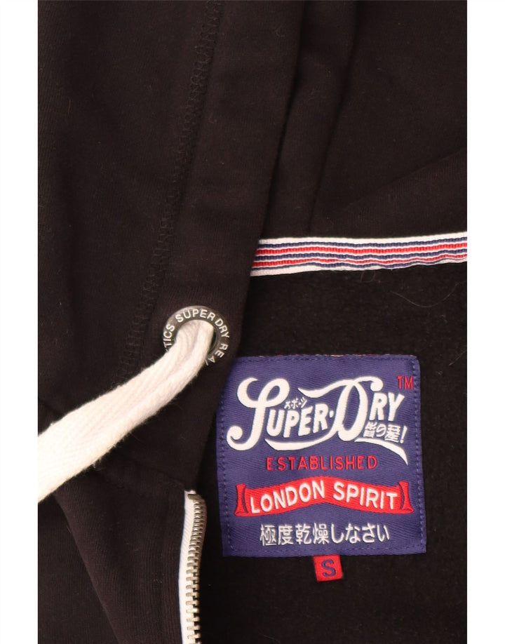 SUPERDRY Pull à capuche zippé graphique pour homme Petit coton noir