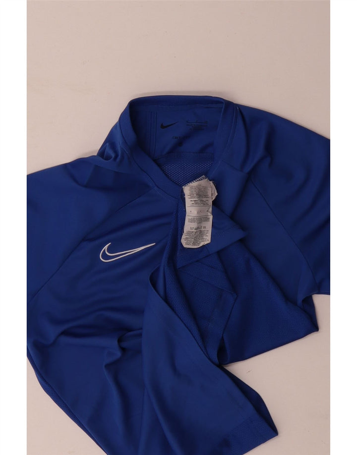 NIKE Hommes Dri Fit T-Shirt Haut Petit Bleu Colorblock Polyester