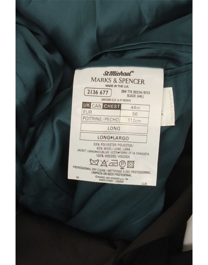 Marks & Spencer Veste blazer longue à 2 boutons pour homme UK 44 XL Noir Polyester