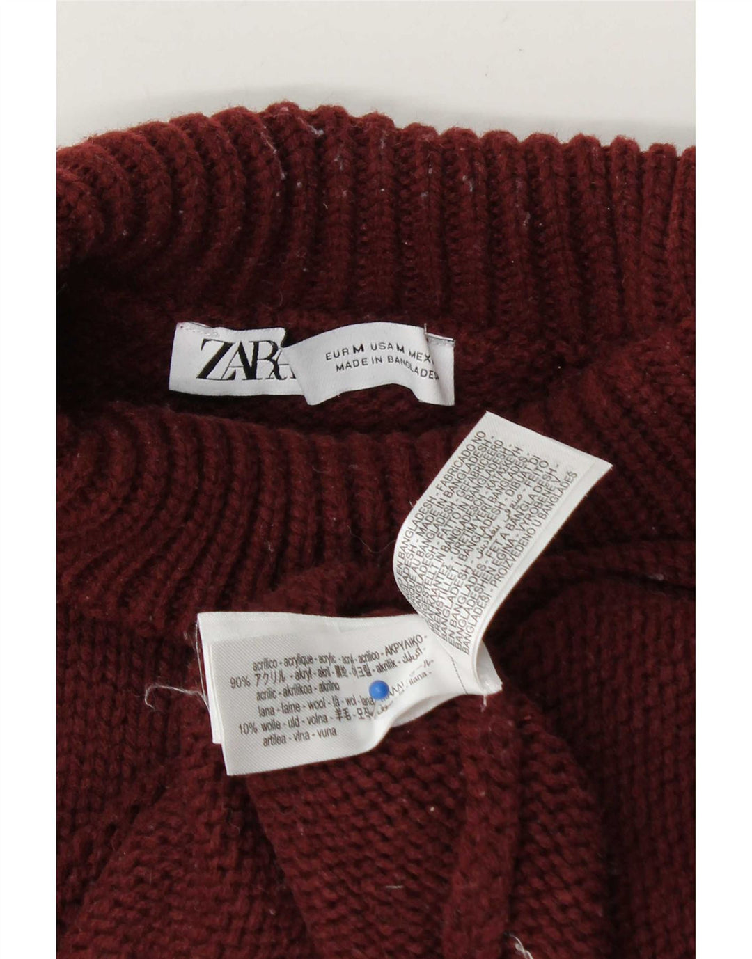 Zara Pull surdimensionné à col roulé pour femme UK 14 Bordeaux moyen