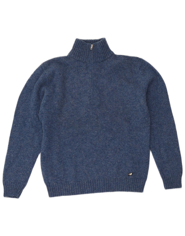 Asics Pull Zip Neck Jumper Homme Bleu Marine Moyen Laine Vierge