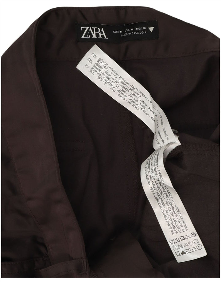 Zara Pantalon cargo à jambe large pour femme Medium W28 L32 Marron Polyester