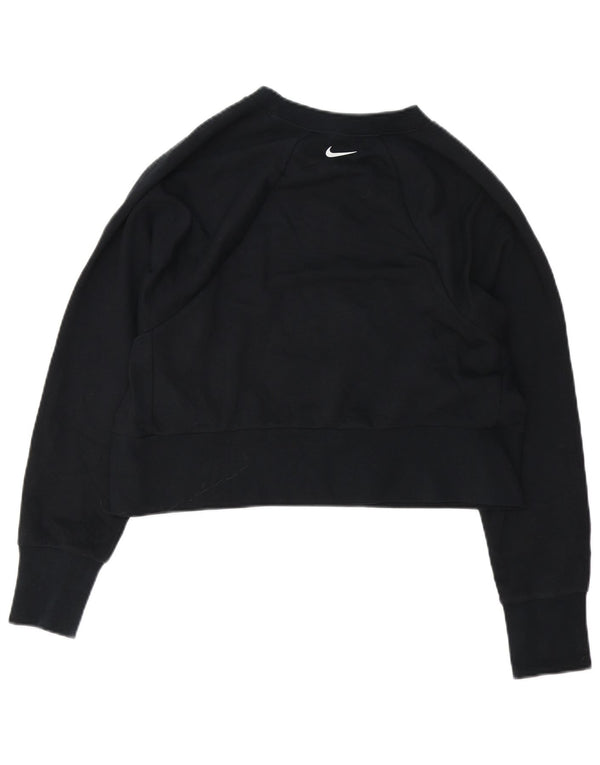 Nike Femme Dri Fit Crop Sweat-shirt surdimensionné UK 10 Petit Noir